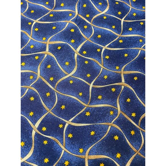 Mumms the Word DEBBIE MUMM Cotton Fabric BTHY Blue Ribbons Stars Starry Night - Picture 1 of 2